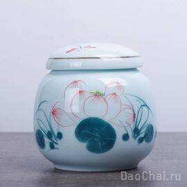 Чайница 220мл "Цветущий лотос", ручная роспись (87163)-