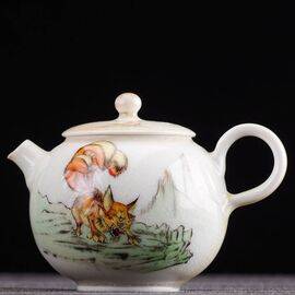 Чайник 175мл "Лисица Кицунэ", фарфор из Цзиндэчжень (400387)-