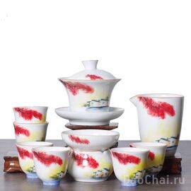 Набор посуды "Хижина", 10 предметов, ручная роспись (7425)-