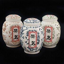 Чайница "Пионы" (губчатый фарфор красная)-