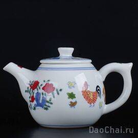 Чайник 210мл "Куриная серия", состаренный фарфор (7721)-