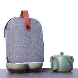 Офисно-походный набор посуды, керамика, серебрение (7442)-