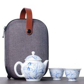 Офисно-походный набор посуды, фарфор, ручная роспись (7443)-