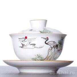 Гайвань 170мл «Журавли и сосна», ручная роспись (50056)-