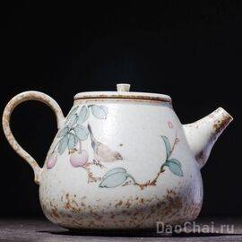 Чайник 150мл, ручная роспись, глазурь сино (7763)-