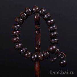 Четки на запястье "Мантра"  (15мм, дерева жужуба, бусины-шарики)-
