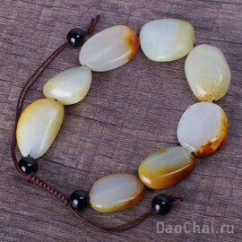 Браслет на запястье, хотаньский нефрит, галька (99071)-