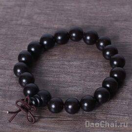 Браслет на запястье, 10мм,  черный сандал (99114)-