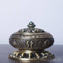 Курильница сянлу "8 драгоценностей Будды", сплав томпак (9534)-