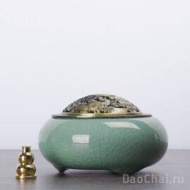 Курильница сянлу, керамика, зеленый целадон (9675)-