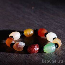 Браслет на запястье, 13мм,  самородки агата из Гоби  (99122)-