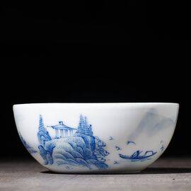 Пиала 100мл "Пейзаж", роспись цинхуа, Цзиндэчжэнь (52291)-