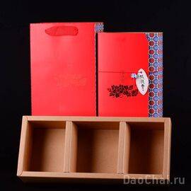 Подарочная упаковка "Пион" (коробка на 3 ячейки, красный цвет)-
