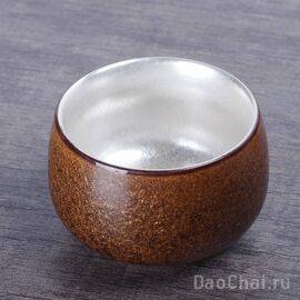 Пиала 90мл, керамика, серебрение (51729)-