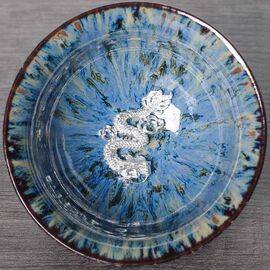 Пиала 90мл "Дракон", обливная керамика, серебро (52681)-