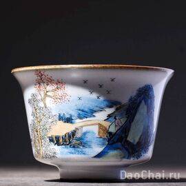 Пиала 120мл «Мостик», керамика из Цзиндэчжэнь, ручная роспись (52051)-