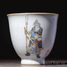 Пиала 100мл «Летающий генерал Люй Бу», керамика из Цзиньдэчжэнь, роспись (52085)-