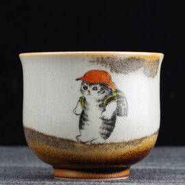 Пиала 110мл "Котик", керамика из Цзиндечжень (400835)-