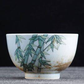 Пиала 95мл “Зелёный бамбук”, фарфор из Цзиндечжень (400840)-