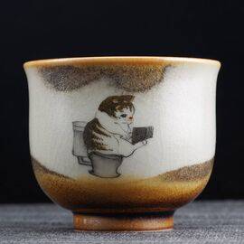 Пиала 105мл "Котик", керамика из Цзиндечжень (400858)-