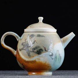 Чайник 180мл "Журавли и сосна", фарфор из Цзиндечжэнь (400875)-