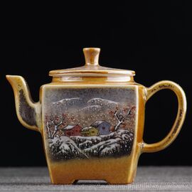 Чайник 175мл "Зимний пейзаж", цзиндэчжэньская керамика (401109)-