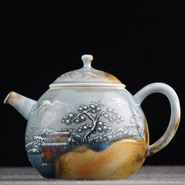 Чайник 215мл "Зимний пейзаж", цзиндэчжэньская керамика (401111)-