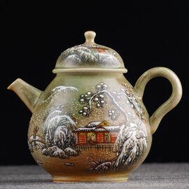Чайник 185мл "Зимний пейзаж", цзиндэчжэньская керамика (401112)-