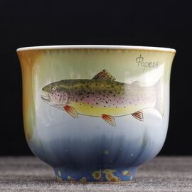 Пиала 105мл "Рыба кормилица - Радужная форель", керамика из Цзиндечжень (401127)-