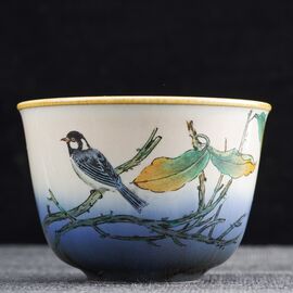 Пиала 105мл "Птица", фарфор из Цзиндечжень (401185)-