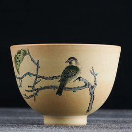 Пиала 90мл "Птица", фарфор из Цзиндечжень (401248)-