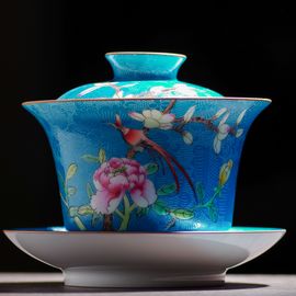 Гайвань 155мл "Птица", техника Бахуа, Цзиндэчжэнь (400256)-