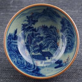 Пиала 105мл "Деревушка", фангу цинхуа, цзиндэчжэньская керамика (401502)-