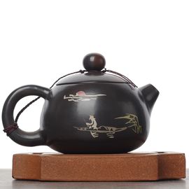 Чайник 85мл "Рыбацкая джонка", цзяньшуйская керамика (790579)-