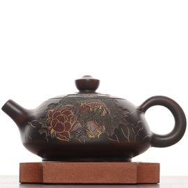 Чайник 180мл "Карпы в лотосовом пруду", циньчжоуская керамика (78534)-