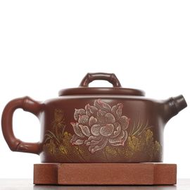 Чайник 205мл "Лотосы", яобянь, циньчжоуская керамика (78527)-