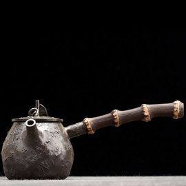 Чайник 115мл "Лотос с бамбуковой ручкой", нисинтао, Хуан Сяоян-