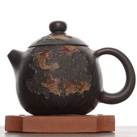 Чайник 220мл "Карпы в лотосовом пруду", циньчжоуская керамика (78568)-