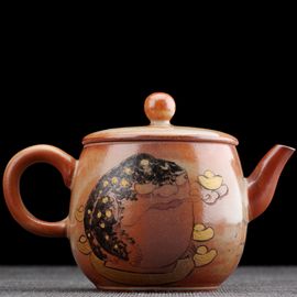 Чайник 120мл "Лягушка", дровяной обжиг, керамика (77298)-