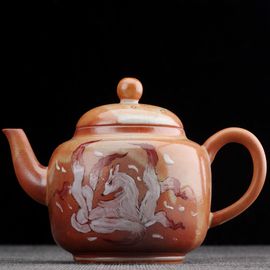 Чайник 150мл "Лисица Цзювэйху", дровяной обжиг, керамика (77299)-