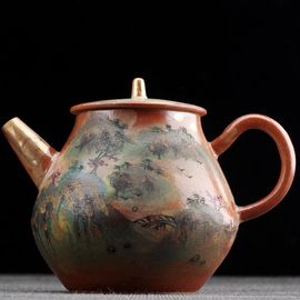 Чайник 160мл "Пейзаж", дровяной обжиг, керамика (77308)-