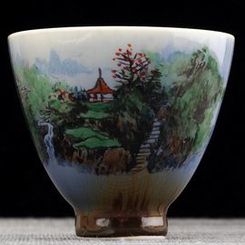Пиала 80мл "Пейзаж", фарфор из Цзиндечжень (402445)-