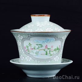 Гайвань 130мл "Зимний пейзаж"  (целадоновая глазурь), Гайвань "Зимний пейзаж" (130 мл, целадоновая глазурь)-