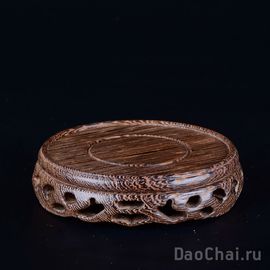 Подставка под посуду (круглая венге 10см резьба)-