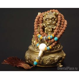 Четки 108 бусин (рудракша, 5 ликов)-