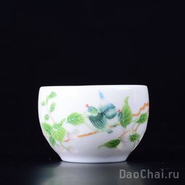 Пиала 50мл "Наступила весна"  ( рисовый фарфор, ручная роспись)-