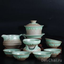 Набор посуды, керамика, обливная глазурь (7367)-