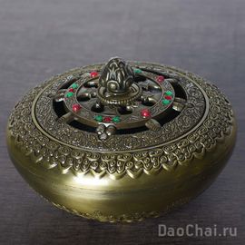 Курильница сянлу "8 драгоценностей Будды", сплав томпак (9535)-