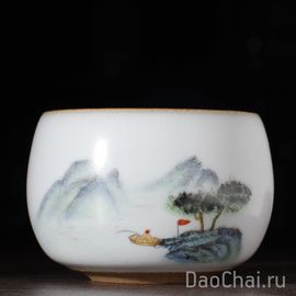 Пиала 105мл "Рыбак", цзиндэчжэньский фарфор (52296)-