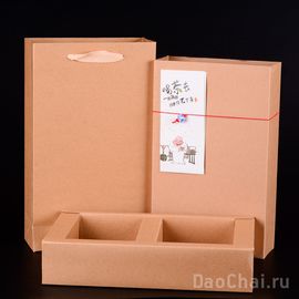 Подарочная коробка "organik-2" (коробка на 2 ячейки: пакет)-